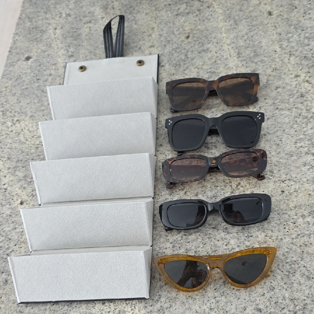 Stylish Fun Sunglasses Set of 5 with A Foldable Storage Case!